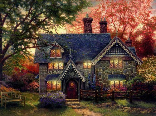 Gingerbread Cottage by Thomas Kinkade - diamond-painting-bliss.myshopify.com