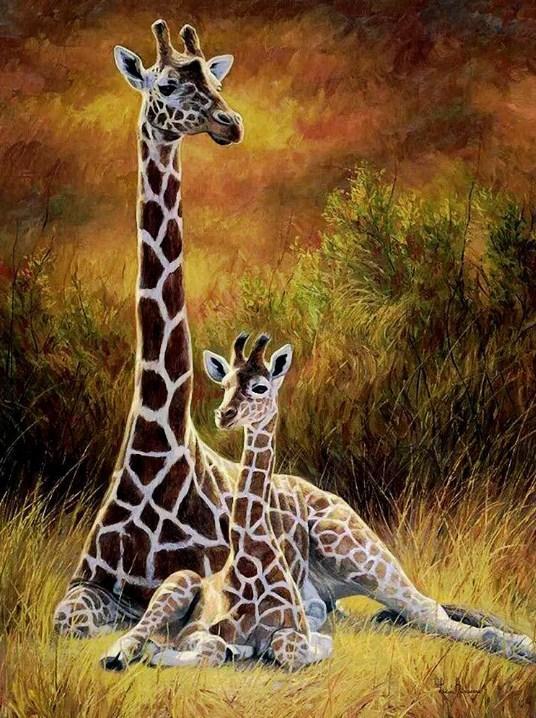 Giraffe Mother & Baby Diamond Painting - diamond-painting-bliss.myshopify.com