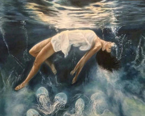 Girl Floating in Water - diamond-painting-bliss.myshopify.com