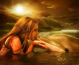 Girl Kissing the Dolphin - diamond-painting-bliss.myshopify.com