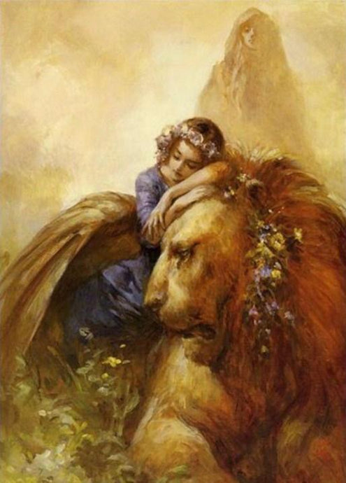 Girl & Lion - Paint by Diamonds - diamond-painting-bliss.myshopify.com