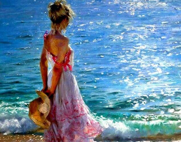 Girl Looking the Sea - diamond-painting-bliss.myshopify.com