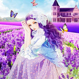 Girl Sitting in Lavender Flowers - diamond-painting-bliss.myshopify.com