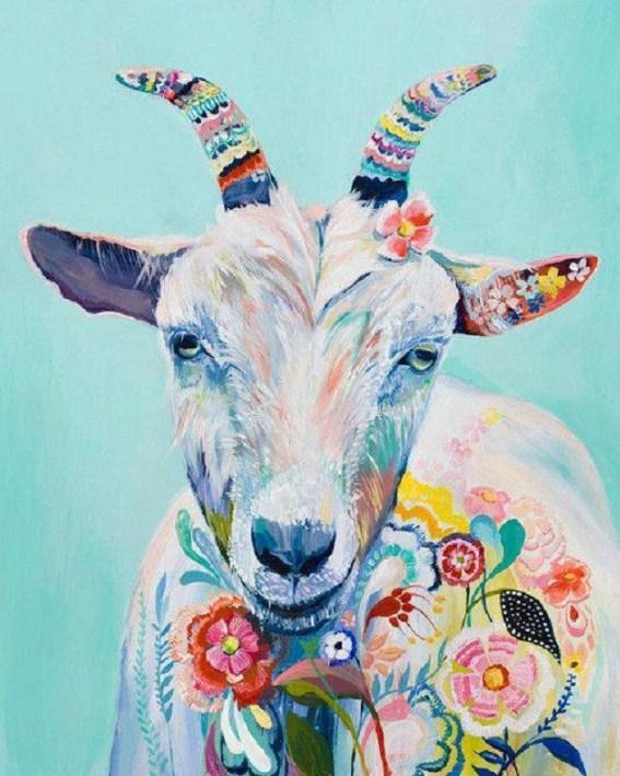 Goat Floral Art - diamond-painting-bliss.myshopify.com