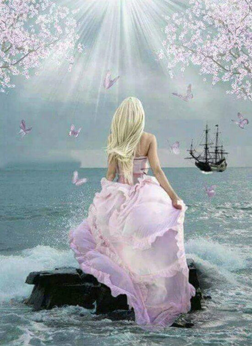 Gorgeous Lady Standing in the Ocean - diamond-painting-bliss.myshopify.com