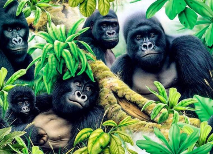 Gorilla Family - Paint by Diamonds - diamond-painting-bliss.myshopify.com
