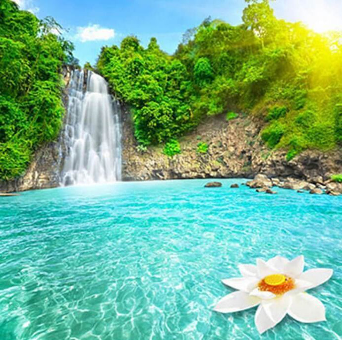 Green Trees & Beautiful Waterfall - diamond-painting-bliss.myshopify.com