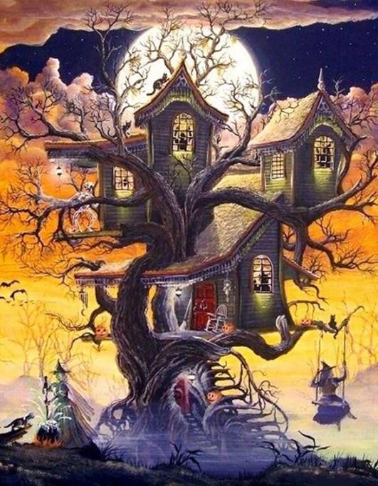 Haunted Tree House & Witches - diamond-painting-bliss.myshopify.com