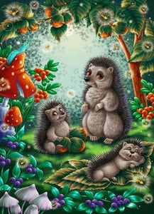 Hedgehogs Cartoon Family Diamond Painting - diamond-painting-bliss.myshopify.com