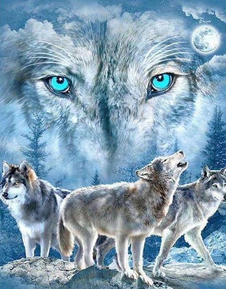 Howling White Wolves - diamond-painting-bliss.myshopify.com