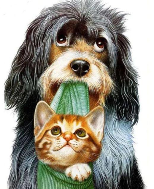 Kitten & Puppy - Paint by Diamonds - diamond-painting-bliss.myshopify.com