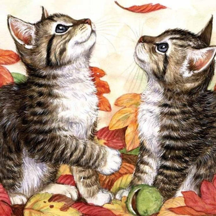 Kittens & Autumn Leaves - diamond-painting-bliss.myshopify.com