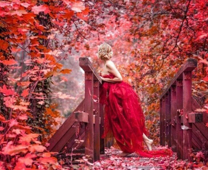 Lady Standing on the Bridge - diamond-painting-bliss.myshopify.com