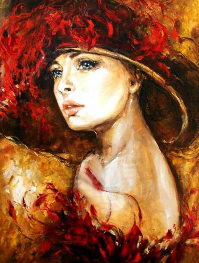 Lady with Hat - diamond-painting-bliss.myshopify.com