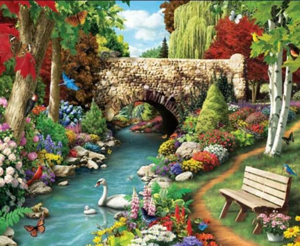 Lake & Garden - Paint by Diamonds - diamond-painting-bliss.myshopify.com