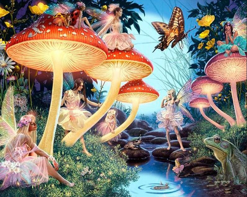 Little Fairies & Mushroom Houses - diamond-painting-bliss.myshopify.com