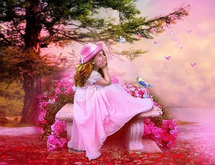 Little Girl in Pink Dress - diamond-painting-bliss.myshopify.com