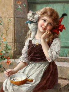 Little Girl with Kitten by Emil Vernon - diamond-painting-bliss.myshopify.com