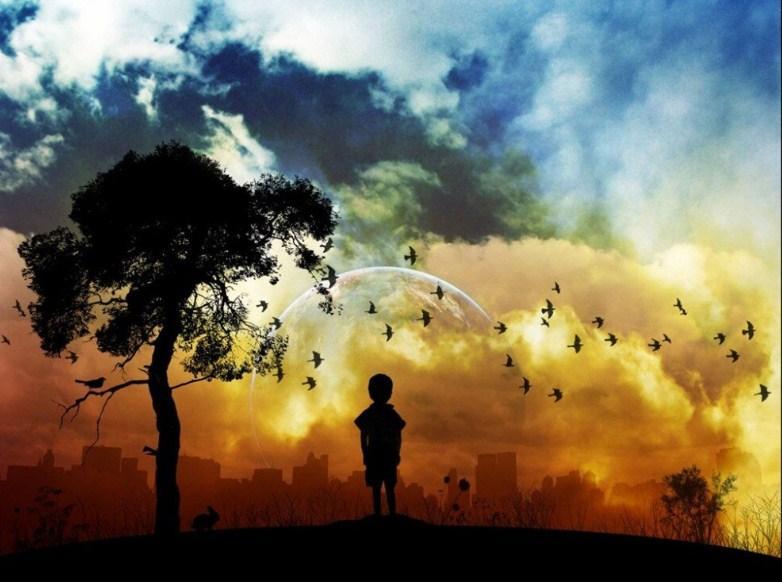 Little Kid Watching Flying Birds - diamond-painting-bliss.myshopify.com