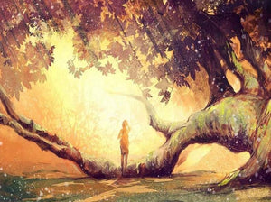 Lonely Girl under the Tree - diamond-painting-bliss.myshopify.com
