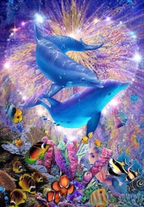 Lovely dolphins Pair Diamond Painting - diamond-painting-bliss.myshopify.com