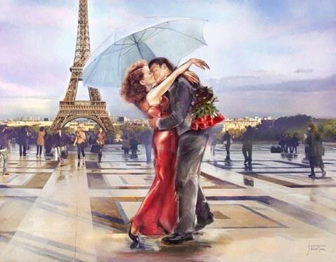 Loving Couple near Eiffel Tower - diamond-painting-bliss.myshopify.com