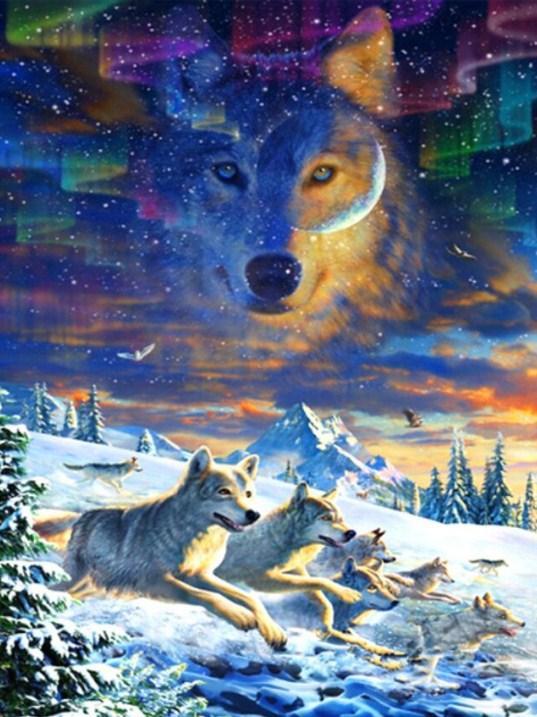 Moonlight Wolf Pack - Paint with Diamonds - diamond-painting-bliss.myshopify.com