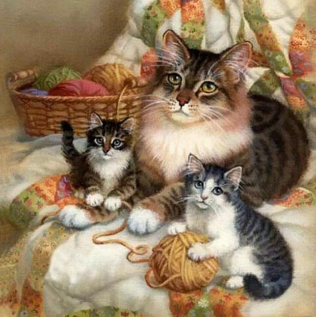 Mother Cat & Baby Kittens - diamond-painting-bliss.myshopify.com