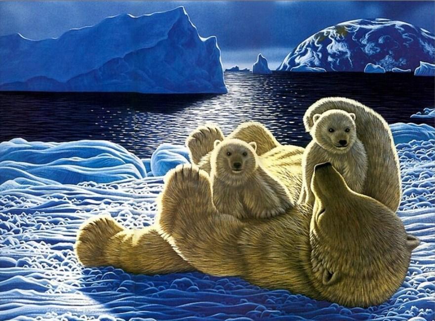 Mother Polar Bear & her Babies - diamond-painting-bliss.myshopify.com