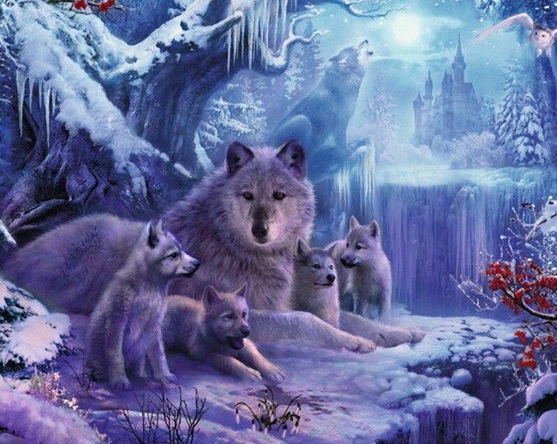 Mother wolf with Little Cubs - diamond-painting-bliss.myshopify.com