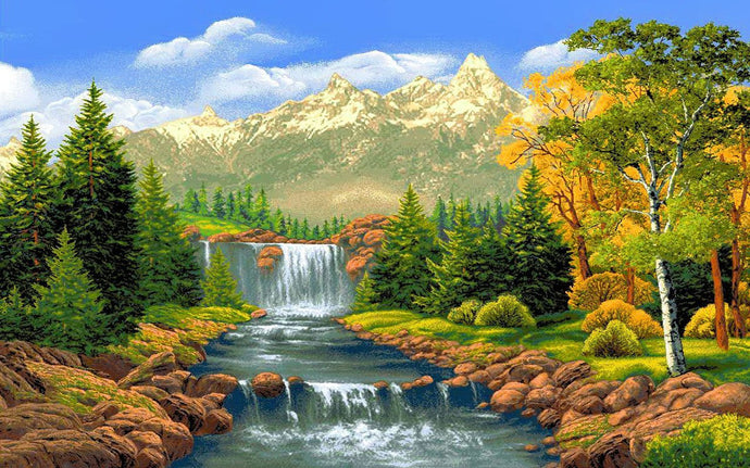 Mountains Stream - Diamond Painting Kit - diamond-painting-bliss.myshopify.com