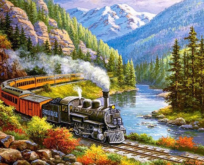 Moving Train - Paint by Diamonds - diamond-painting-bliss.myshopify.com