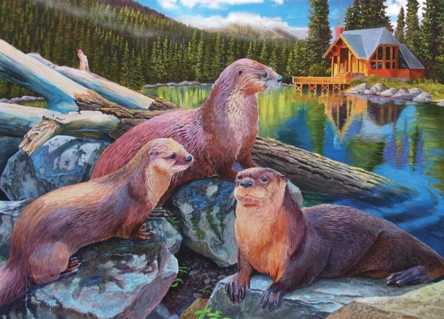 Otter Family - Diamond Painting Kit - diamond-painting-bliss.myshopify.com
