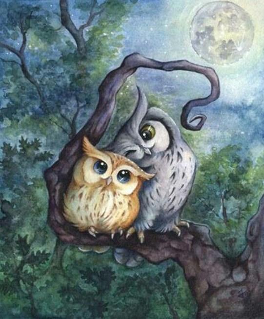 Owls in Love Diamond Painting - diamond-painting-bliss.myshopify.com