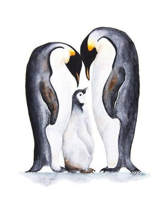 Penguins Pair with Baby - diamond-painting-bliss.myshopify.com