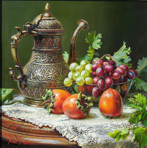 Persimmons & Grapes Still Life Painting - diamond-painting-bliss.myshopify.com