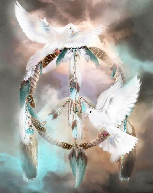 Pigeons Dream Catcher - Paint by Diamonds - diamond-painting-bliss.myshopify.com