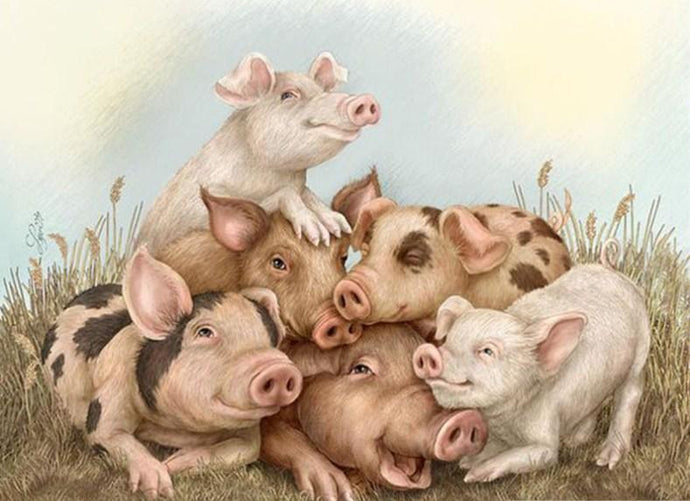 Pigs Family - Diamond Painting Kit - diamond-painting-bliss.myshopify.com