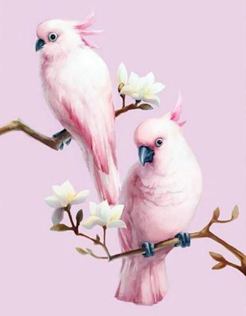 Pink Cockatoos Pair Diamond Painting - diamond-painting-bliss.myshopify.com
