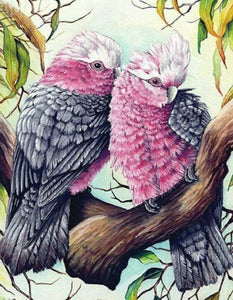 Pink & Grey Cockatoos Pair - diamond-painting-bliss.myshopify.com