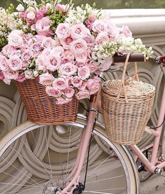 Pink Rose Basket & Bicycle - diamond-painting-bliss.myshopify.com
