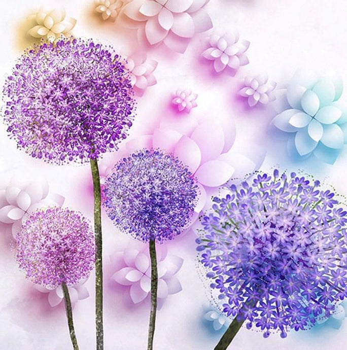 Purple Dandelion - Paint by Diamonds - diamond-painting-bliss.myshopify.com