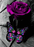Purple Rose & Butterfly - diamond-painting-bliss.myshopify.com