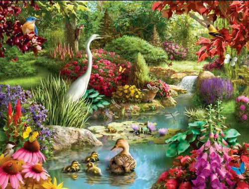 Rabbit & Birds in a Beautiful Garden - diamond-painting-bliss.myshopify.com