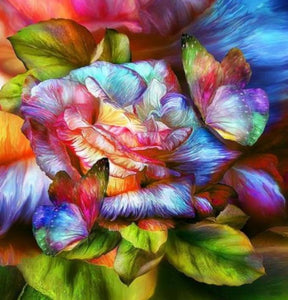 Rainbow Butterflies & Rose - diamond-painting-bliss.myshopify.com