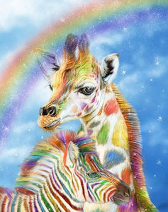 Rainbow Giraffe & Zebra Diamond Painting - diamond-painting-bliss.myshopify.com