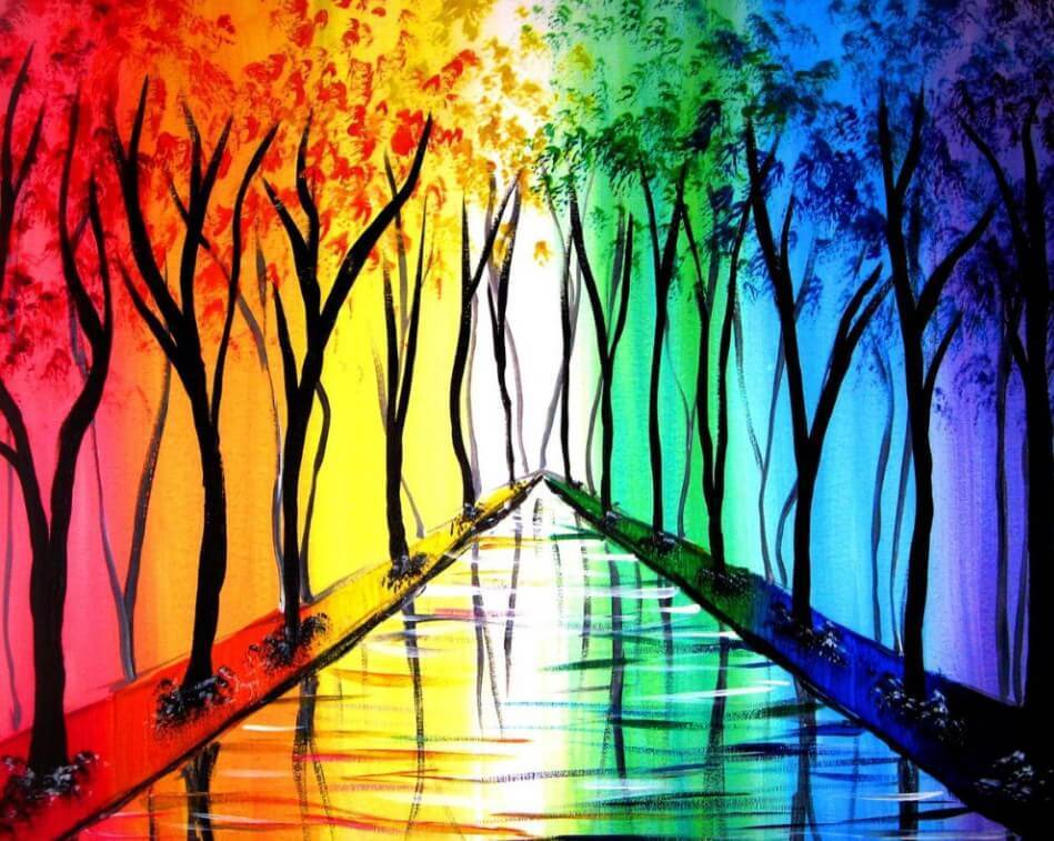 Rainbow Trees Painting Kit - diamond-painting-bliss.myshopify.com