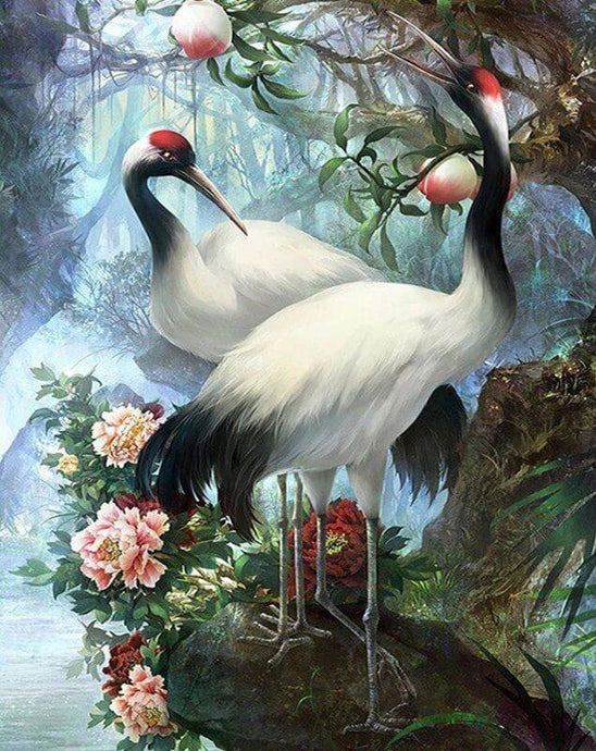 Red Crowned Crane Diamond Painting Kit - diamond-painting-bliss.myshopify.com