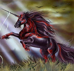 Red Unicorn - Paint with Diamonds - diamond-painting-bliss.myshopify.com