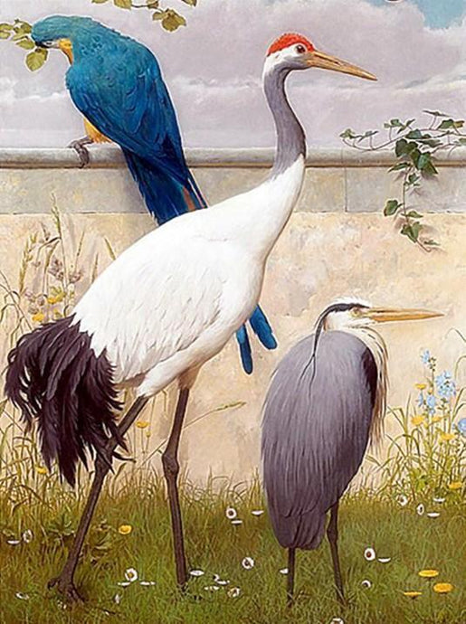 Sand Hill crane & Parrot Diamond Painting - diamond-painting-bliss.myshopify.com
